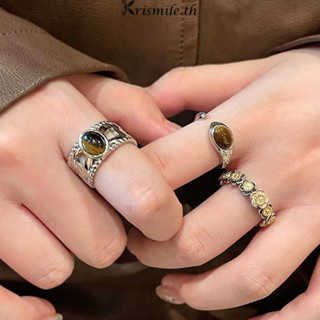 COD-ในไทย💖แหวนเปิดหินตาเสือ แหวนนิ้วชี้ดีไซน์เก๋ไก๋สำหรับผู้…