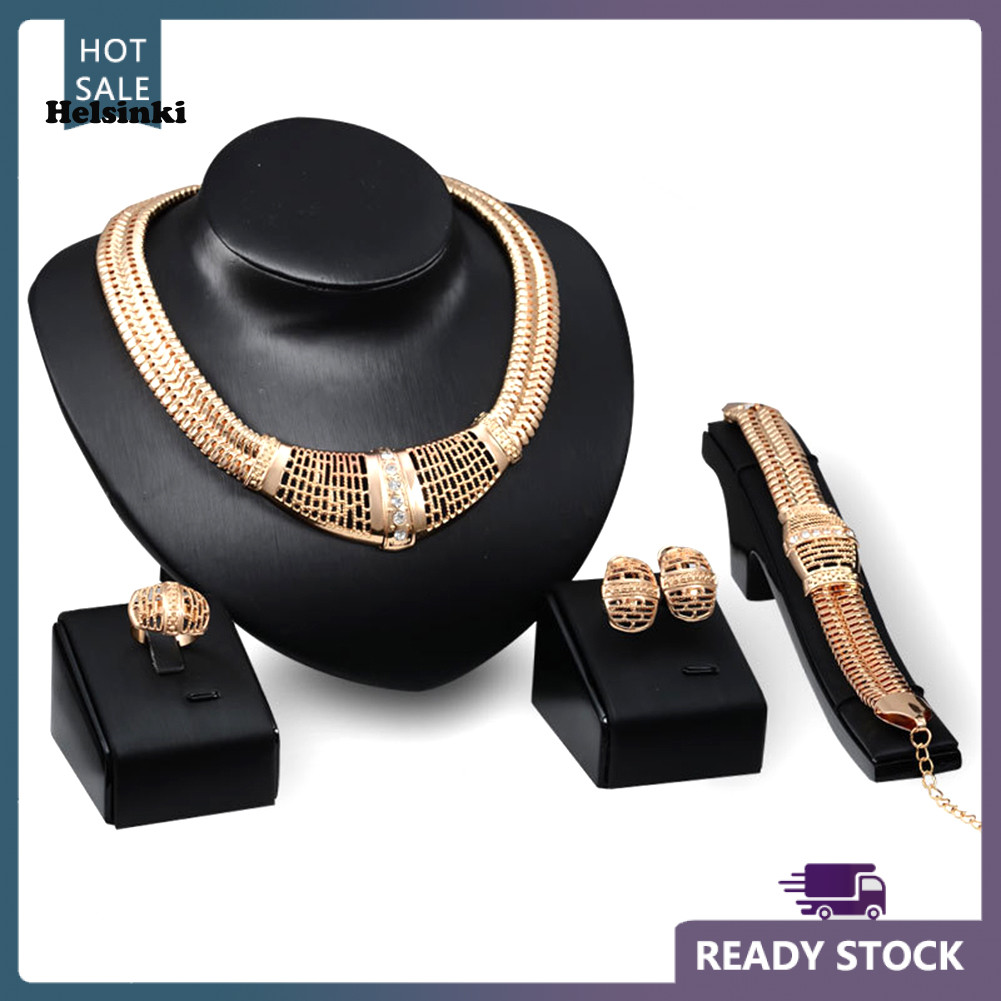 ชุดเครื่องประดับเจ้าสาว HLS Hollow Statement พร้อมสร้อยคอ, แหวน, สร้อยข้อมือ และต่างหู