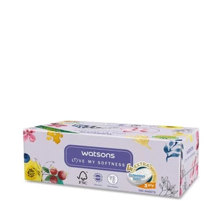 Watsons วัตสัน กระดาษทิชชูกล่อง (X-Flower 3หนา3ชั้น x 100แผ่น.ขอสงวนสิทธิ์ในการเลือกลายสินค้า