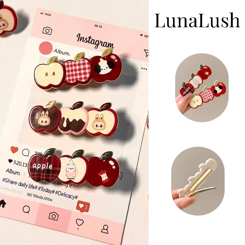 LunaLush✨พร้อมส่ง กิ๊บติดผม กิ๊บติดผมแอปเปิลการ์ตูน น่ารักสำหรับผู้หญิง ฤดูใบไม้ร่วง "VO-6"