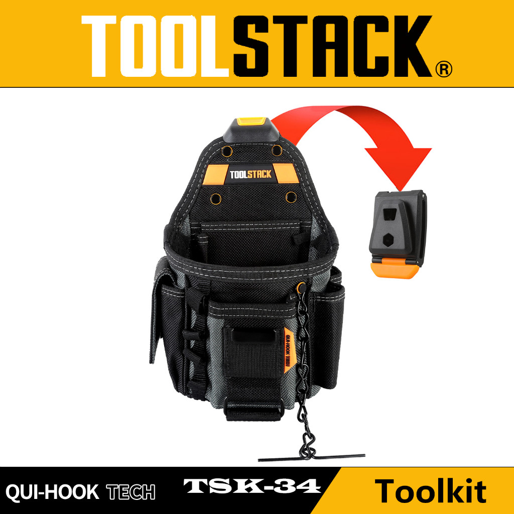 TOOLSอย่างรวดเร็วแขวนกระเป๋าเครื่องมือสําหรับช่างไฟฟ้ามัลติฟังก์ชั่เครื่องมือออแกไนเซอร์เอวกระเป๋า TSK-34