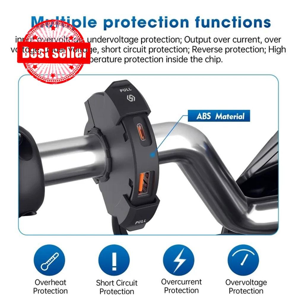 Ip65 ขายึดแฮนด์กันน้ําอุปกรณ์เสริมรถจักรยานยนต์สําหรับเครื่องชาร์จ Usb Type C V3j9