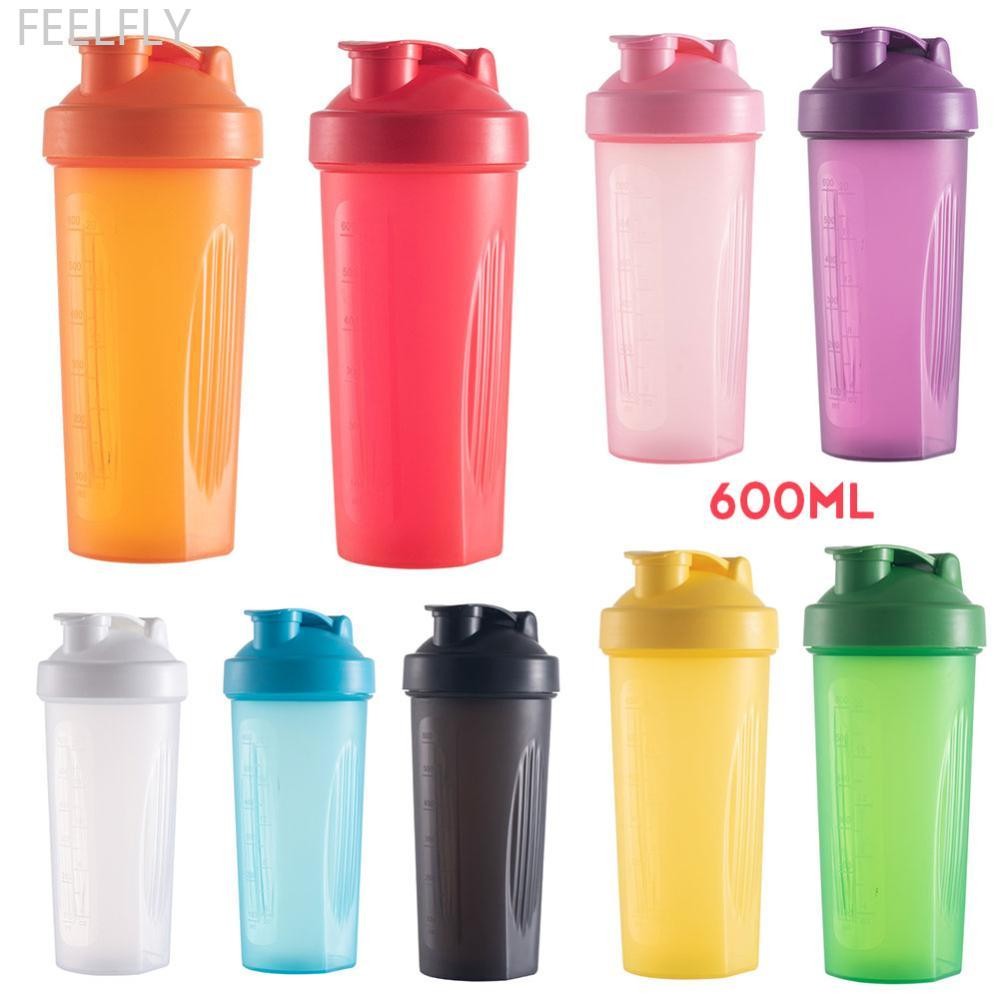 FEELFLY 600ml แบบพกพาโปรตีนผง Shaker ขวดรั่วกีฬาผสมถ้วยขวดน้ําสําหรับ Gym ฟิตเนสการฝึกอบรมขนาด A7X8