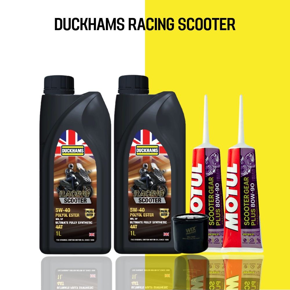 ชุดน้ำมันเครื่องสังเคราะห์ 100% FORZA // DUCKHAMS SCOOTER + เฟืองท้าย + กรองน้ำมันเครื่อง