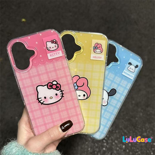 [✅แนะนำ] สำหรับ เคส IMD ลายตารางพาสเทล การ์ตูนซานริโอ้ iPhone 13 16 11 15 12 14 Pro Max 16 14 Plus 15 Plus