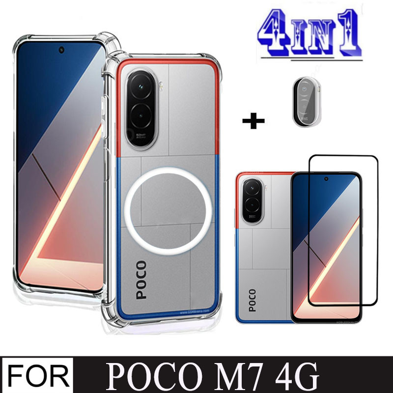 4In1 Poco M7 4Gกรณีสติกเกอร์แม่เหล็กกันกระแทกเคสโทรศัพท์สําหรับPoco F7 C71 C85 C75 เซรามิคFrostedฟิล์ม + เลนส์ฟิล์ม ราคา ถูกที่สุด ดีลบีเคเค แกลเลอรีภาพที่ 3