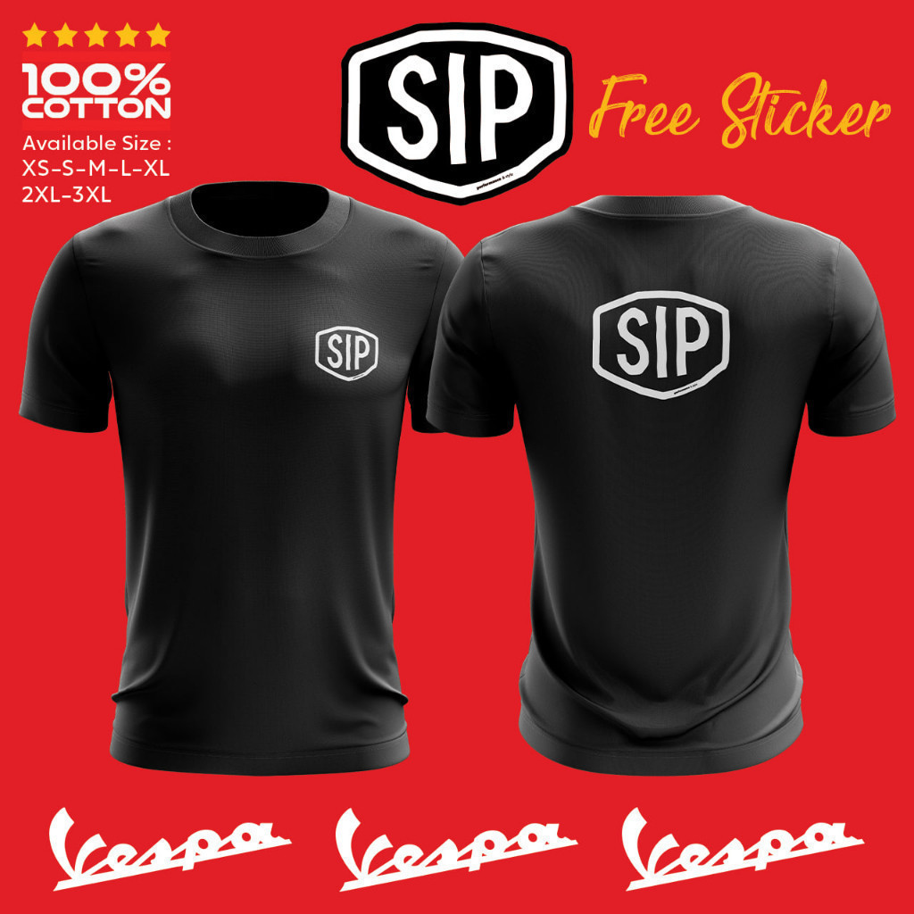 Sip 2025 แฟชั่น Scootershop Sip Two Vespa Scooter Custom 100% Thshirt New Item คุณภาพสูงพิมพ์ Tees