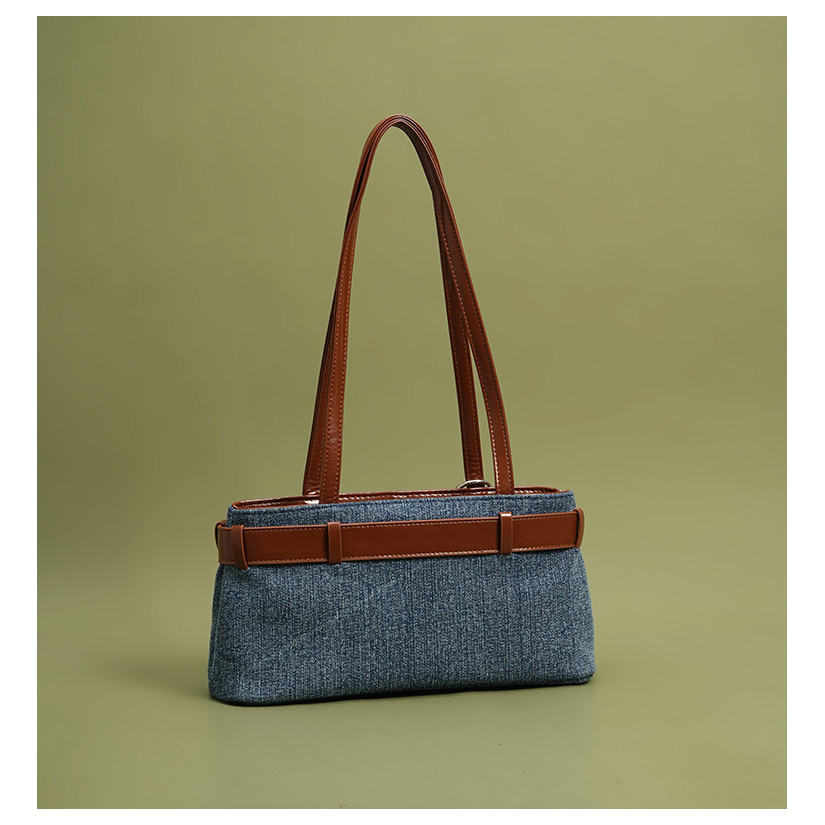 Auure Premium Texture Contrast Color One-Shoulder Underarm Baguette Bag - รูปที่ 4