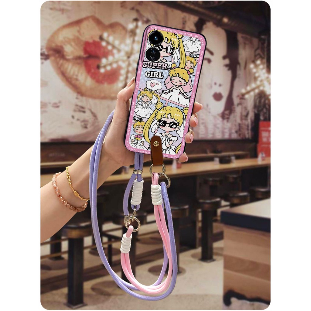 Anti-knock Graffiti เคสโทรศัพท์สําหรับ VIVO Y77 5G Global/Y77E Lanyard Crossbody สร้อยคอแฟชั่นออกแบบ