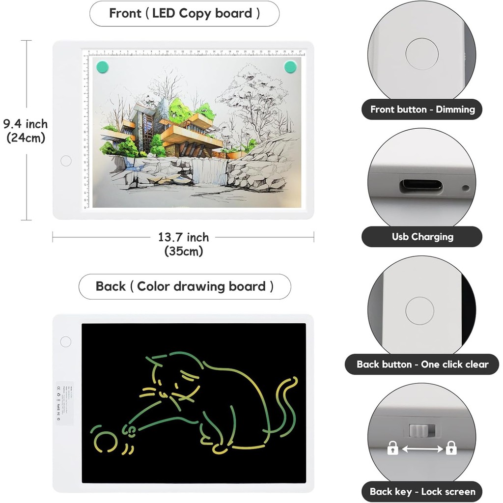 Yupola Light Tracing Box A4 Led Copy Board Dimmable,2 in 1 Drawing Pad & Handwriting Table Board,Dia