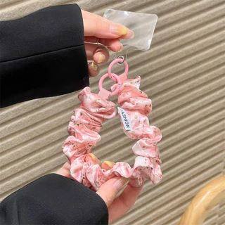 สายคล้องข้อมือสั้นอเนกประสงค์พร้อมสายคล้องโทรศัพท์มือถือ เชือกคล้องผมลายดอกไม้ป้องกันการสูญหาย พวงกุญแจเชือก