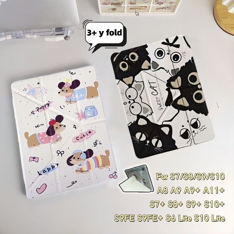 For เคส Samsung Galaxy Tab for S9/10 FE A9+ A8 S6Lite S7 S8+ S9 FE+ A11+วัสดุอะคริลิค อะคริลิค พับตัว case