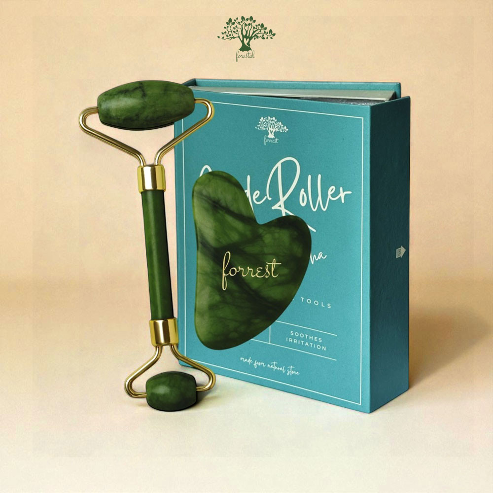 [📦 ส่งด่วน - ราคาถูก ] Forrest Jade roller and Gua Sha set ฟอร์เรสท์ ลูกกลิ้งหยก กัวซา เชท