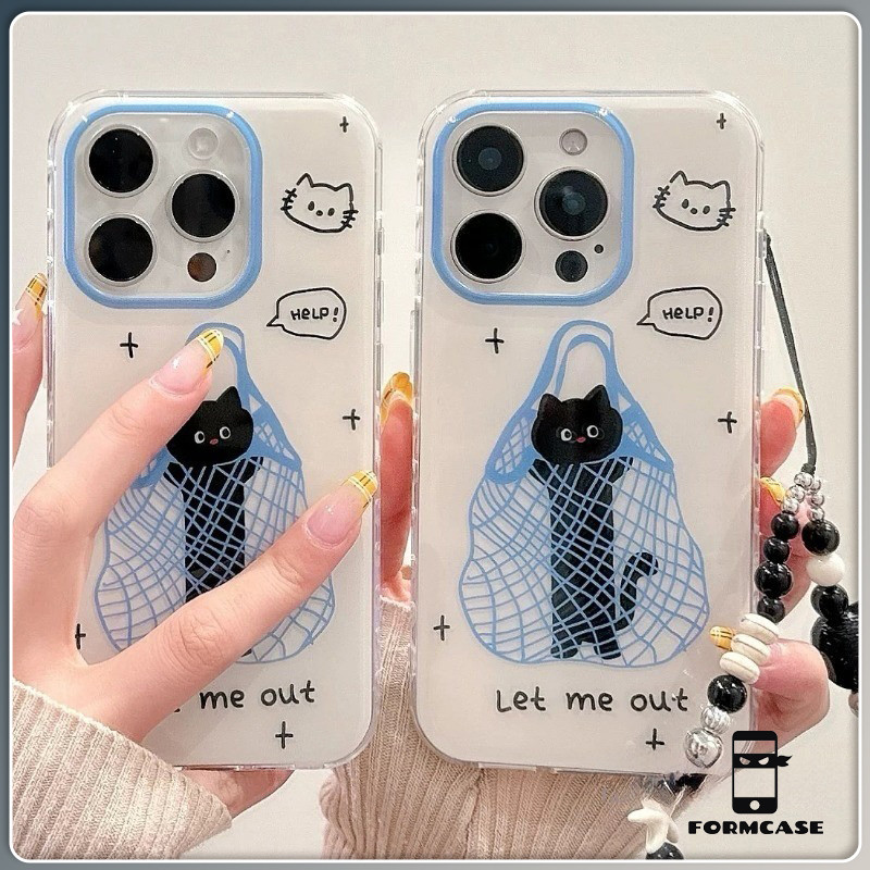 สไตล์สูงระดับ ขายดีบนเว็บไซต์เกาหลี  แมวที่ต้องการหนีออกจากถุง for iPhone เคสไอโฟน 11 12 13 14 15 16 PLUS PRO MAX X XS M