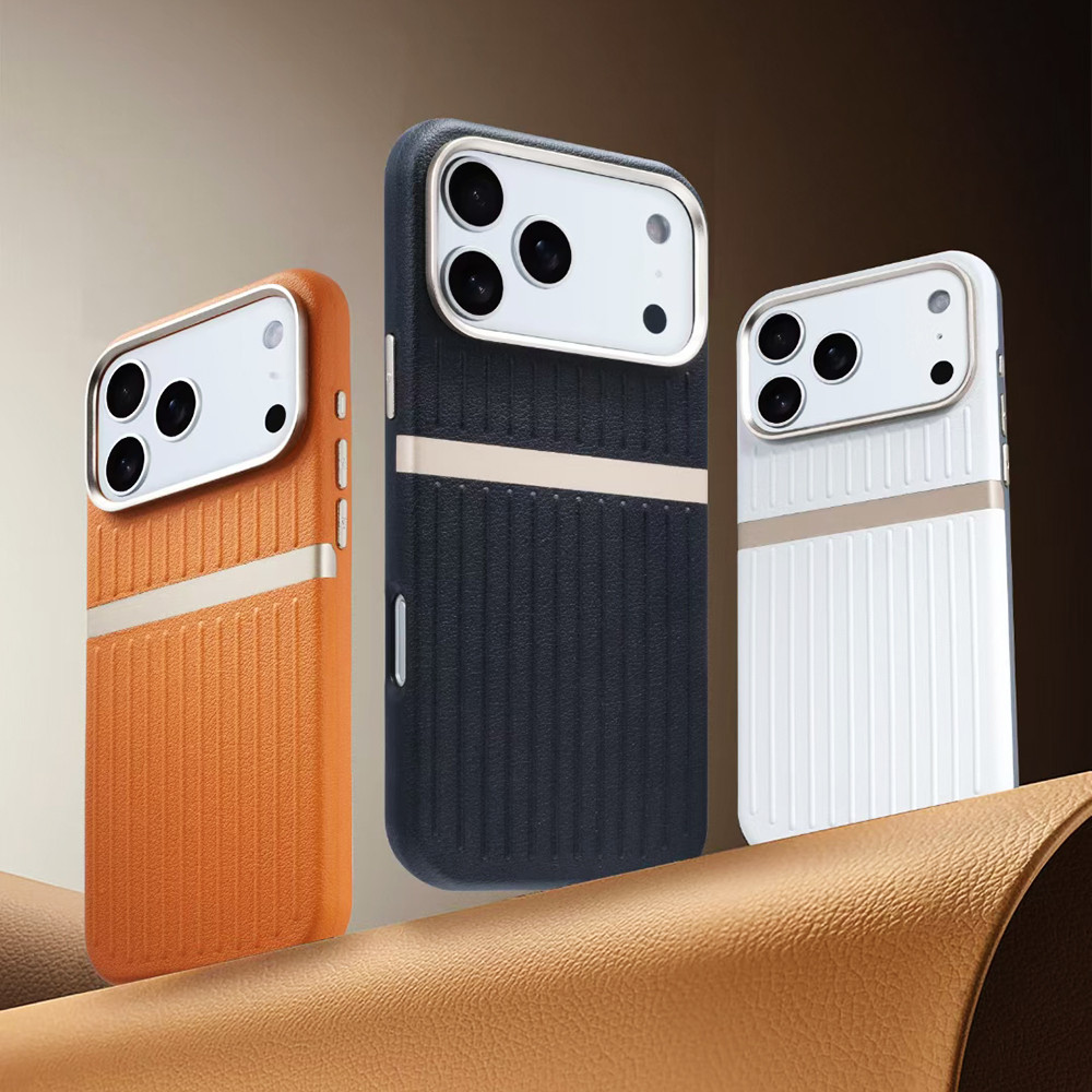 หนังแม่เหล็กสําหรับ iPhone 17 Pro Max 17 Air 16 Pro 15 14 13 Luxury กระเป๋าเดินทาง Stripe ไร้สายชาร์จ Hard Cover