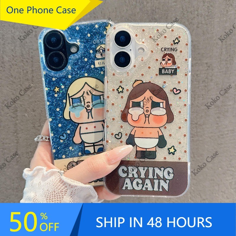 เคสมือถือสำหรับ iPhone 17 16 15 14 13 12 11 ใสกลิตเตอร์โปร่งแสง ลายการ์ตูนน่ารัก RLHXSF209&210