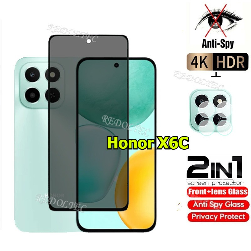 Honor X6C 4G กระจกนิรภัยส่วนตัว Anti-Spy คลุมทั้งหมดปกป้องหน้าจอ Anti Peek 2in1 Privacns Protector HonorX6C