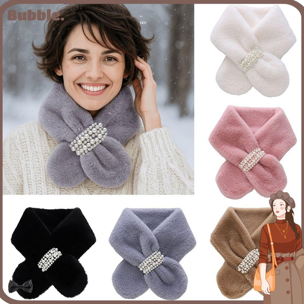 ผ้าพันคอแบบตุ๊กตากระต่ายขนหนาสำหรับฤดูหนาว ดูหรูหราและนุ่มนวล