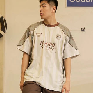 CLIFFเสื้อแขนสั้นสไตล์หลวมตามแฟชั่น ลายทาง การแต่งตัวแนวสปอร์ต พักผ่อน ผู้ชายและผู้หญิงสามารถสวมใส่