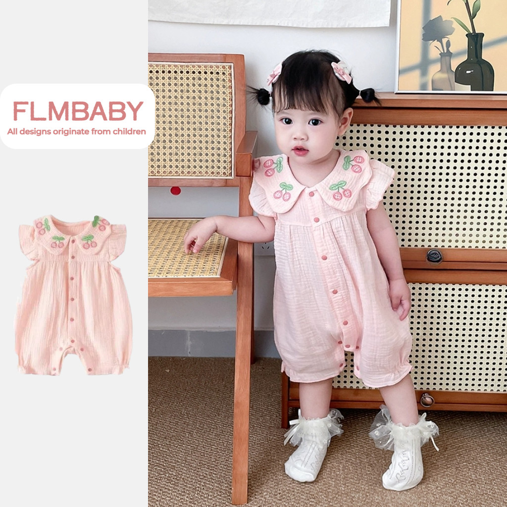 ชุดจั๊มสูทสีชมพูน่ารักสำหรับทารก อายุ 0-24 เดือน