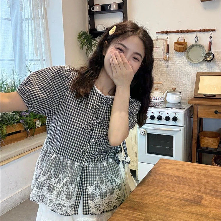 Breeze เสื้อเชิ้ตแขนสั้นลายลูกไม้ลายดอก S-2XL thumbnail 3