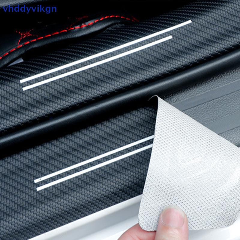 VHDD คุณภาพสูงคาร์บอนไฟเบอร์รถประตู Sill Protector สติกเกอร์สําหรับ Audi Q5 Q3 Q2 Q7 A3 B5 B6 B7 B8 