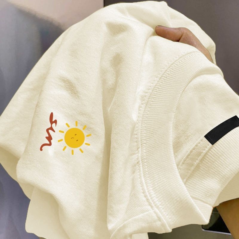 ChillTee☀️เสื้อน่ารัก มินิมอลoversizeผ้าCOTTONใส่สบายทรงหลวมOVERSIZEเสื้อ มินิมอลclothingพิมพ์ลาย“Sun”ผู้ชายผู้หญิง【COD】