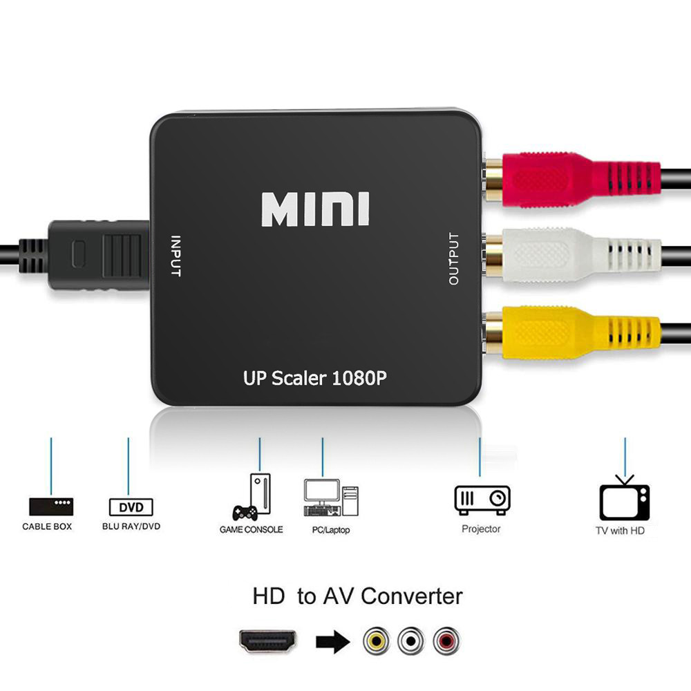 HDMI To AV RCA อะแดปเตอร์ HDMI Converter MINI กล่อง RCA AV CVSB LR วิดีโอคอมโพสิต AV Scaler Converter สําหรับ PC HDTV โปรเจคเตอร์