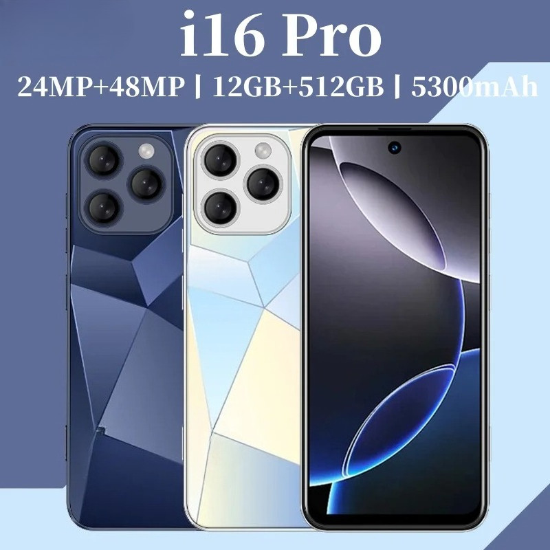 Global Vision I16 Pro สมาร์ทโฟน 5G Android 5300mAH 12GB RAM 512G ROM 6.56 นิ้ว 1080x2640HD 24 + 48MP