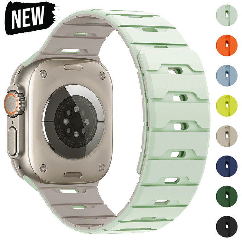สายรัดแม่เหล็กซิลิโคนระบายอากาศ สําหรับ Apple Watch Series 11/10/9/8/7/6/SE/5, Ultra 3/2/1, ขนาด 41/42/44/45/46/49 มม.