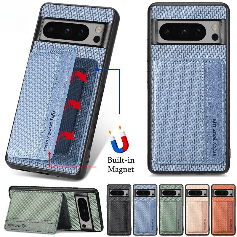 สําหรับ Google Pixel 9 8 7 6 Pro 8A 7A 6A เคสหนังกันกระแทกแม่เหล็กพร้อมผู้ถือบัตร