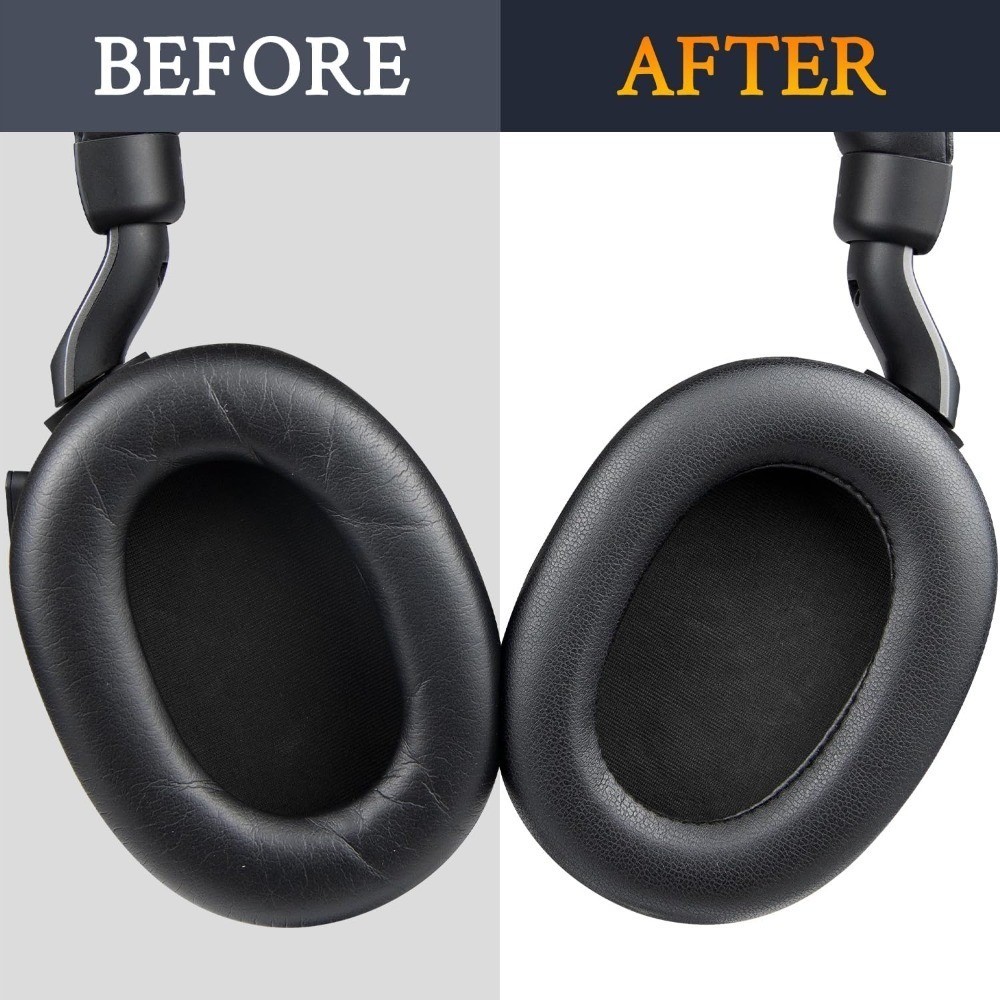 เปลี่ยนแผ่นรองหูฟังเบาะสําหรับ Jabra Evolve2 85 UC/Evolve 2 85 MS ชุดหูฟังไร้สาย (อย่าใส่ Elite 85H), แผ่นรองหูฟังพร้อมหนังโปรตีน Softer, โฟมแยกเสียงรบกวน