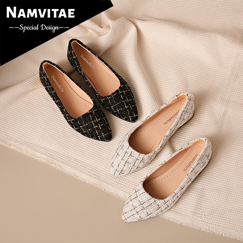 Namvitae รองเท้าส้นแบนผู้หญิงแฟชั่นหรูหรา และความสะดวกสบาย