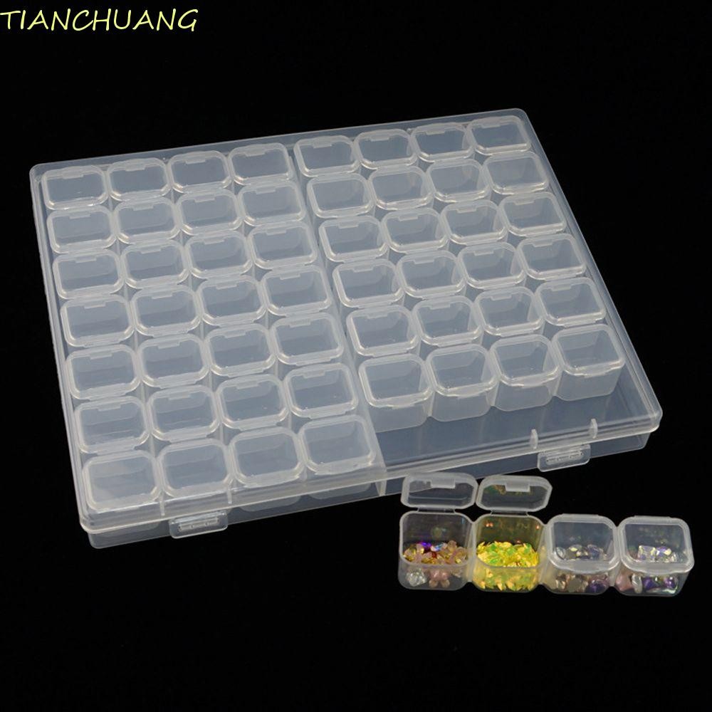 TIANCHUANG เพชร Rhinestone Organizer โปร่งใส 28/56 กริดกล่องเครื่องประดับที่ว่างเปล่าคู่ปิดผนึกลูกปัดคอนเทนเนอร์