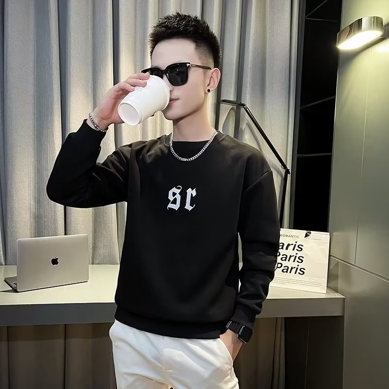 Top Hip-Hop 2025 ชาย Ruffian หล่อ High Street Retro อเมริกันเสื้อกันหนาวรอบคอฤดูใบไม้ผลิฤดูใบไม้ร่วง