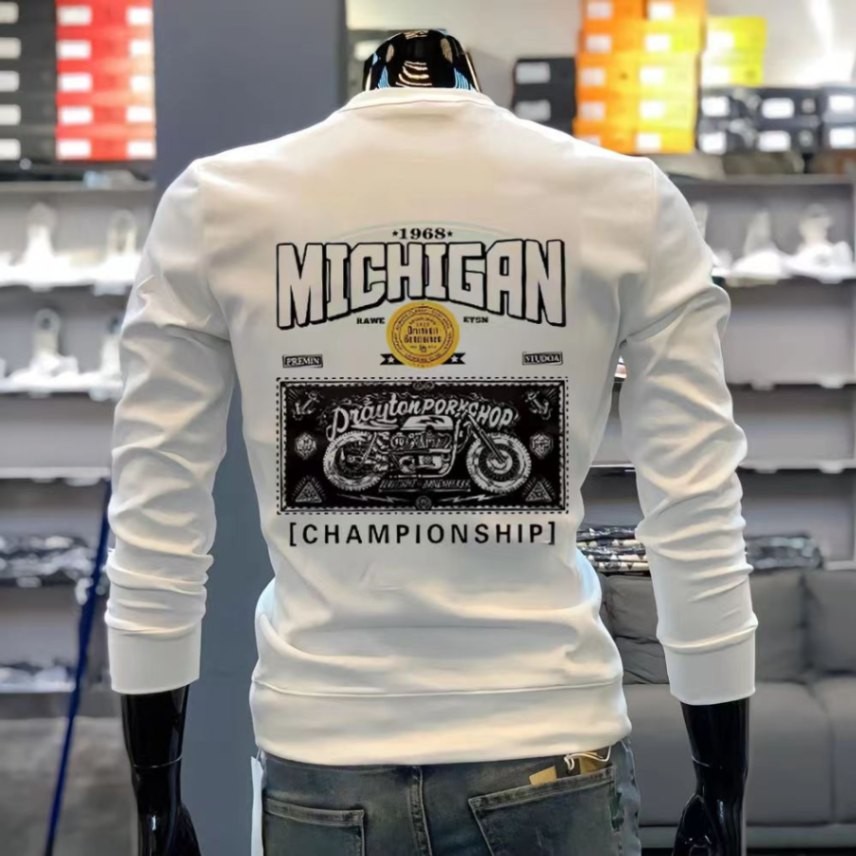 23 All-Match Sweatshirt 2025 สไตล์อเมริกัน 2025 ลําลองสไตล์คู่ออกแบบหลวมแขนยาวผู้ชายฤดูใบไม้ร่วงฤดูห