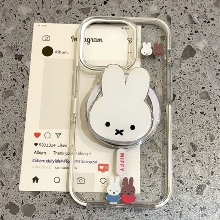สไตล์เกาหลีนุ่มน่ารักน่ารักกระต่าย มิฟฟี่ วงเล็บแม่เหล็กเหมาะสําหรับ 16โปรแม็กซ์ เคสโทรศัพท์ 15มือโปร สด - รูปที่ 4