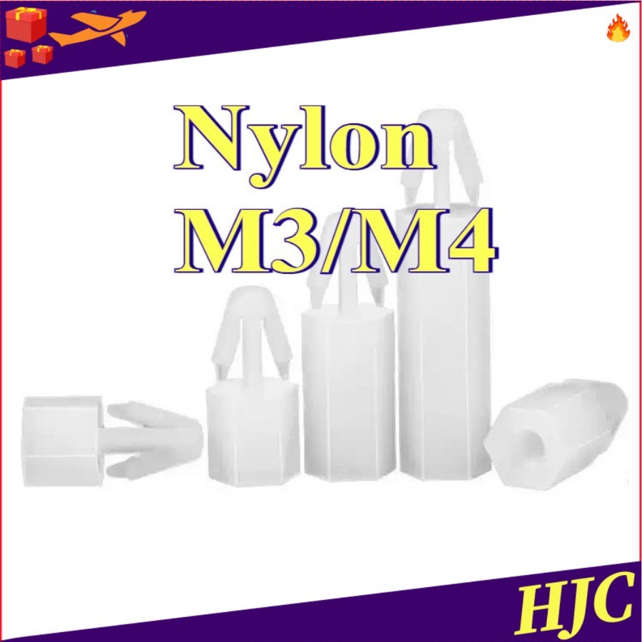หัวเข็มขัดหกเหลี่ยมคอลัมน์ไนลอน M3 push-in PC บอร์ด spacer คอลัมน์ยกคอลัมน์เครื่องบินหัวพลาสติกแยกคอ