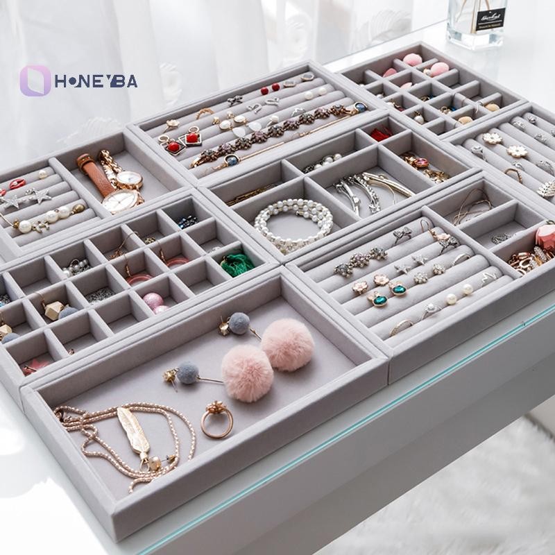 <Honeyby> กํามะหยี่ถาดแสดงเครื่องประดับกรณีขายร้อนStackableประณีตJewleryผู้ถือNice