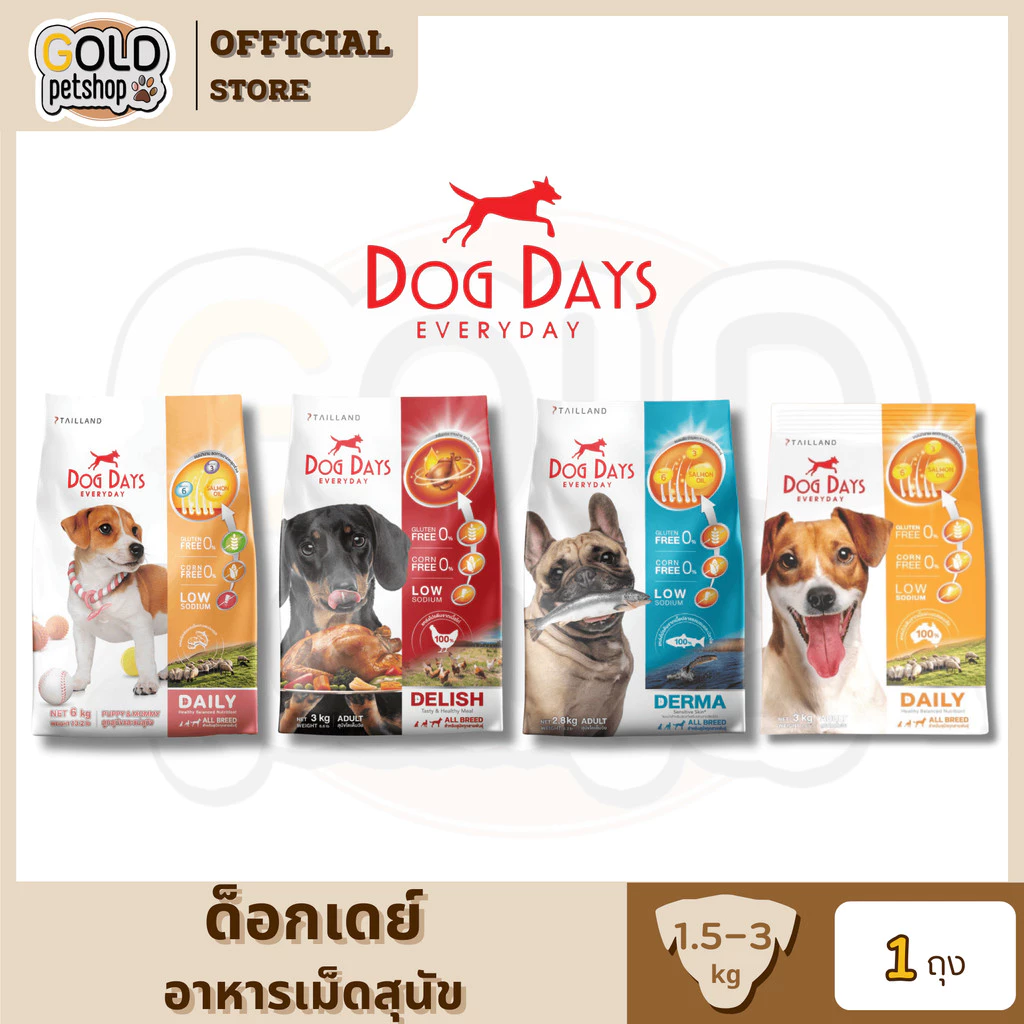 Dog Days อาหารสุนัขเกรดซุปเปอร์พรีเมี่ยม กลูเตนฟรี สำหรับสุนัขโตทุกสายพันธุ์ 1.5-3 Kg.