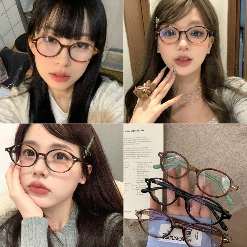 แว่นตา Retro Ultra Light กรอบขนาดเล็กทรงรูปไข่ สไตล์ Tortoiseshell สำหรับผู้หญิง