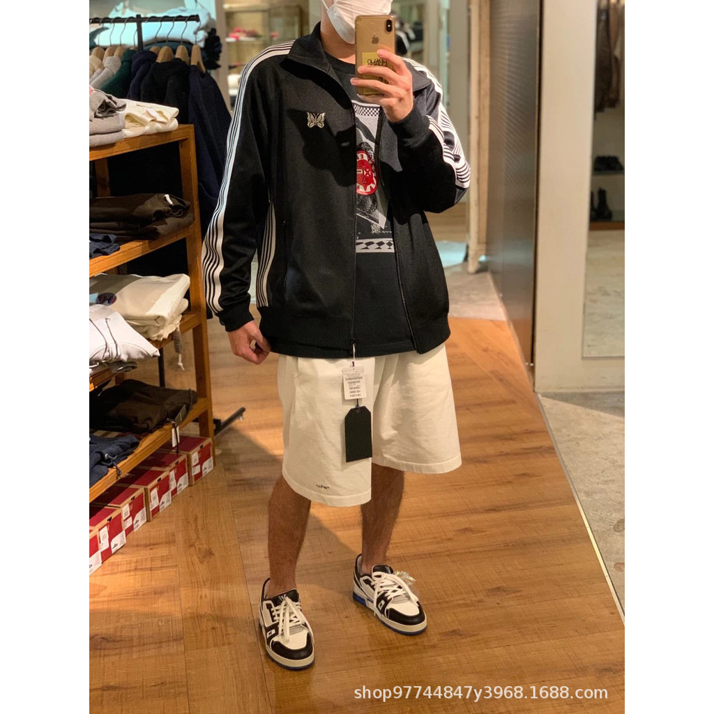 Needles Jacket Embroidered Jacket AWGE Joint Name Rocky Same Style Black and White Webbing Jacket