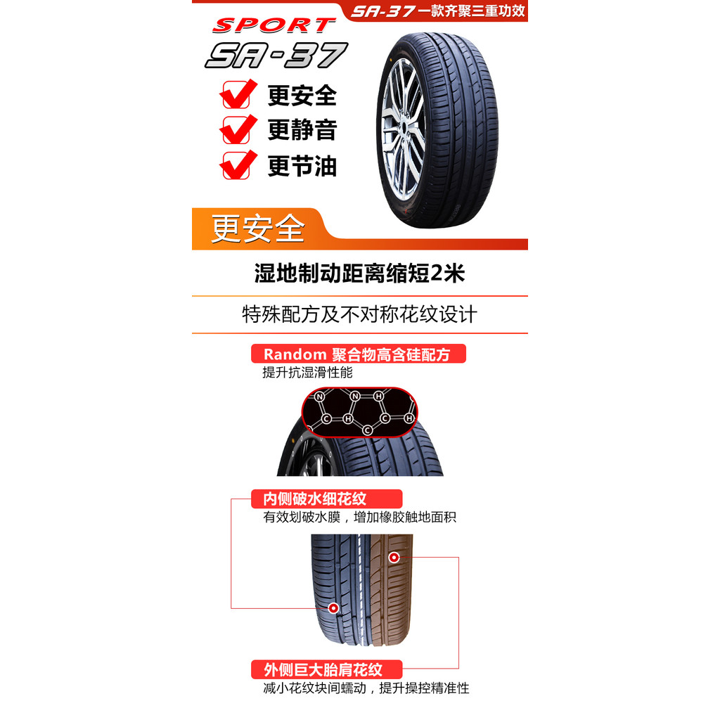 ยาง Chaoyang 225/40R18 SA37 เหมาะสําหรับ BMW 120i/1 Series Golf Sagitar ยางป้องกันการระเบิด 22540R18