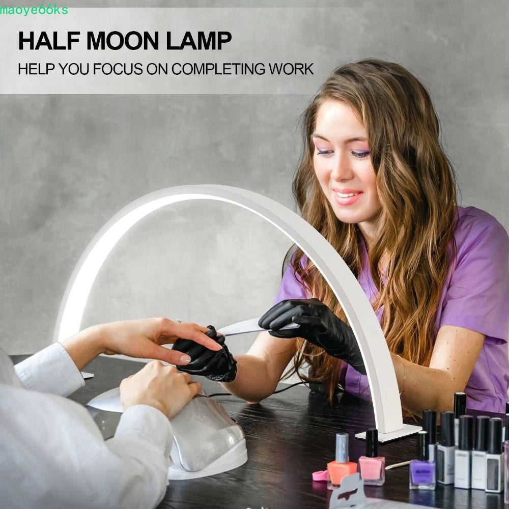 MAOYE โคมไฟเล็บรูปตัว U,หรี่แสงได้ 3 สีอ่อน Half Moon Nail Light, ไฟส่องสว่าง 180 องศา Eye Protect ป
