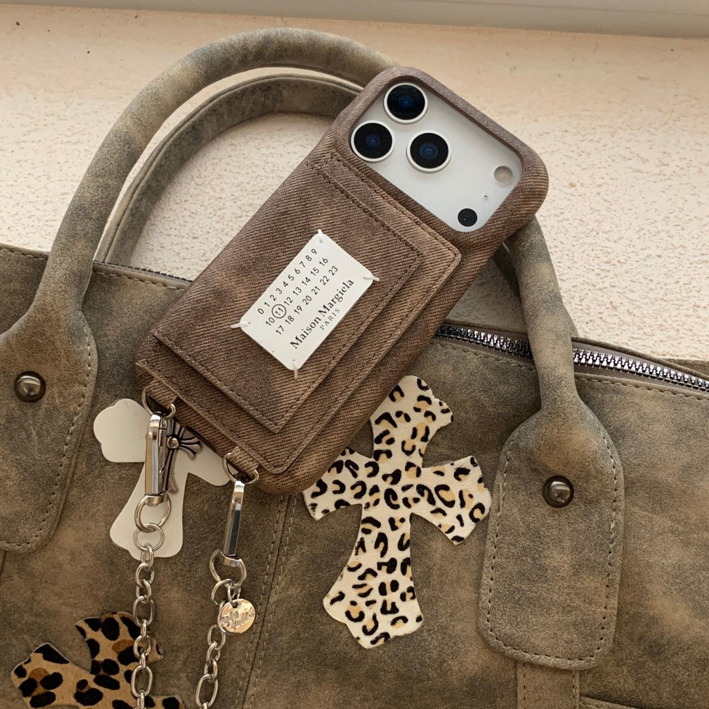 Hand-Sewn Flip Card Coin Purse Crossbody เหมาะสําหรับ Apple 12 เคสโทรศัพท์แฟชั่น 15pro เคสโทรศัพท์