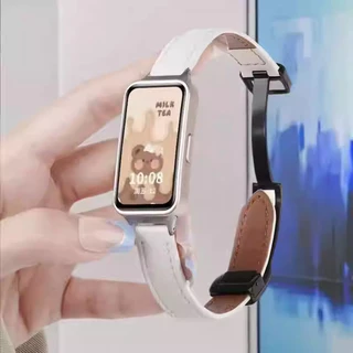 สายรัดหนังแม่เหล็ก for Huawei Band 11 11pro 10 9 8 NFC อุปกรณ์เสริมสายรัดข้อมือกีฬาแบบนิ่ม ระบายอากาศได้ดี เปลี่ยนได้