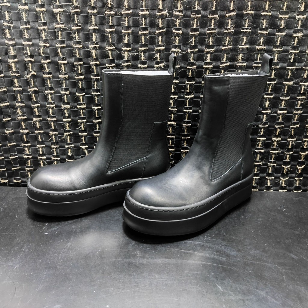 Rricwees ใหม่เชลซี Martin BOOTS ควันรองเท้า Cowhide ยืดหยุ่นบาง Martin BOOTS รองเท้าผู้ชาย--- *