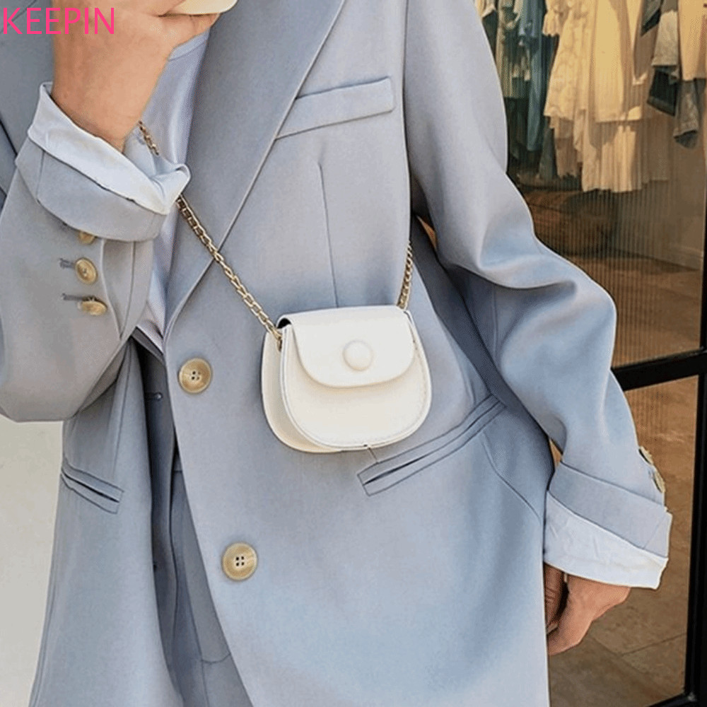 Keepin กระเป๋าถือหญิงแฟชั่น Retro PU หนังกระเป๋าใบเล็กผู้ถือบัตร Messenger กระเป๋าใส่เหรียญ Mini Saddle Bag