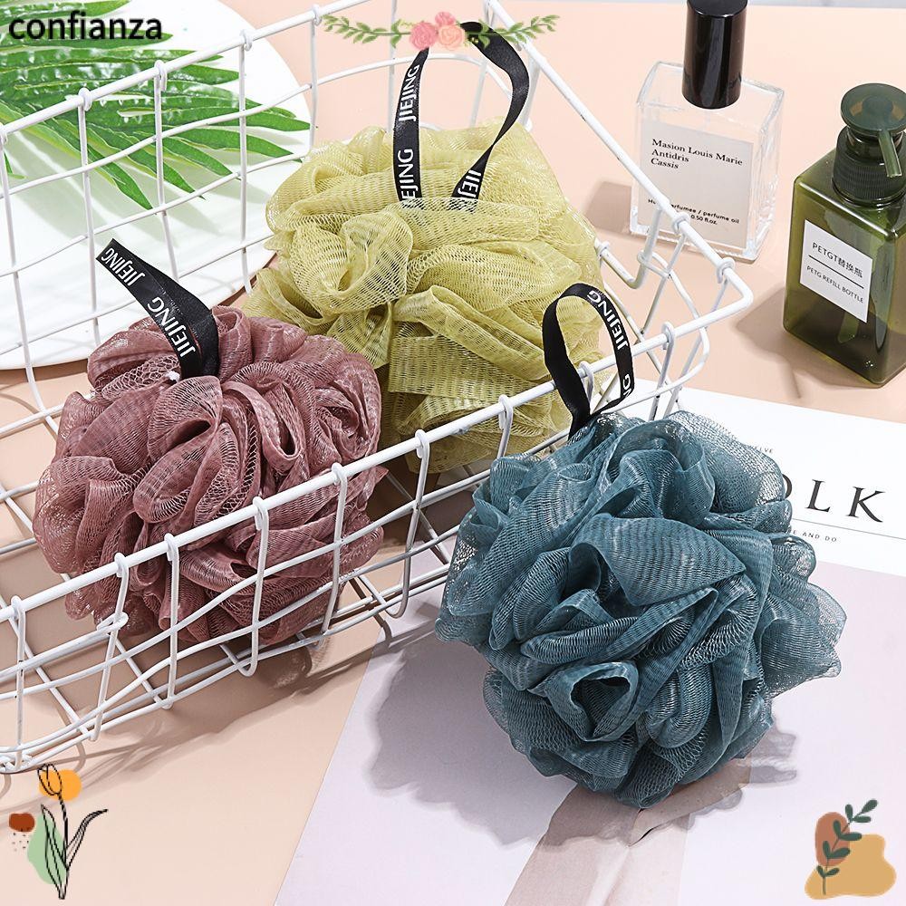 CONFIANZA Bath Ball Soft Mesh Body Exfoliate แปรงทําความสะอาดพัฟอาบน้ําในครัวเรือน