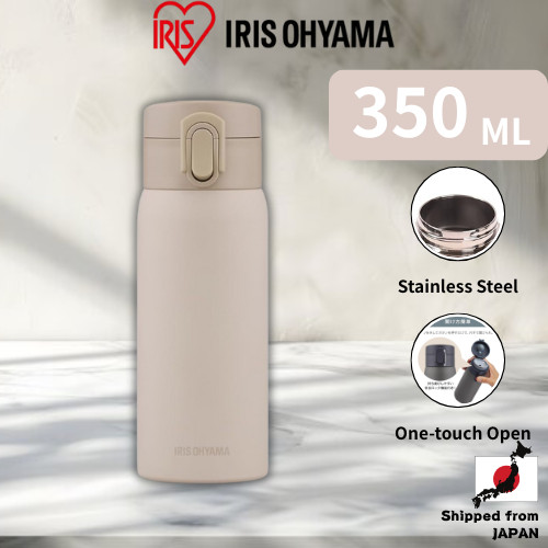 Iris Ohyama Thermos Bottle One-Touch 350ml Vacuum Insulation Keeps Cold for 6 Hours, Keeps Hot Above